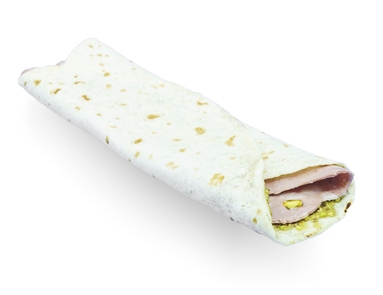 Piadina con crema di pistacchio e mortadella. Piadina con crema di pistacchio e mortadella.